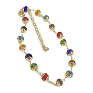 Pretty Multi Gemstone And Gold-tone Bracelet