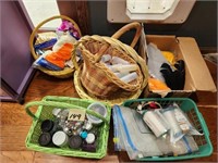 Baskets, crate and craft supplies