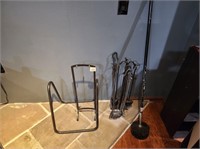 Firewood rack, fireplace tools and holders