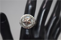 Sterling Texas Star Ring  Sz 10-3/4