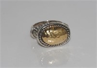 Silver ring with beaten gold detail