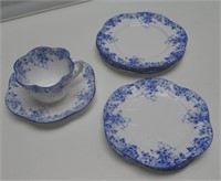 SHELLEY DAINTY BLUE CUP/SAUCER W/7 LUNCHEON