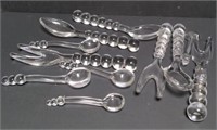 Flat of Candlewick glass  spoons and forks