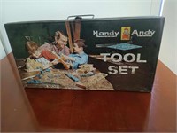 HANDY ANDY TOOL BOX WITH VTG FIGURES