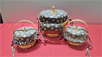 Longaberger pumpkin basket set of 3