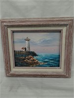 Signed Lighthouse Painting M. Andrea
