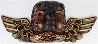 Art Mexican Folk Art Double Head Cherub Carving