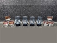 Culver Cranberry Scroll Glasses and Libby Blue