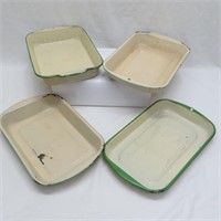 Enamelware Cake Pans - Green & Cream - 4 items