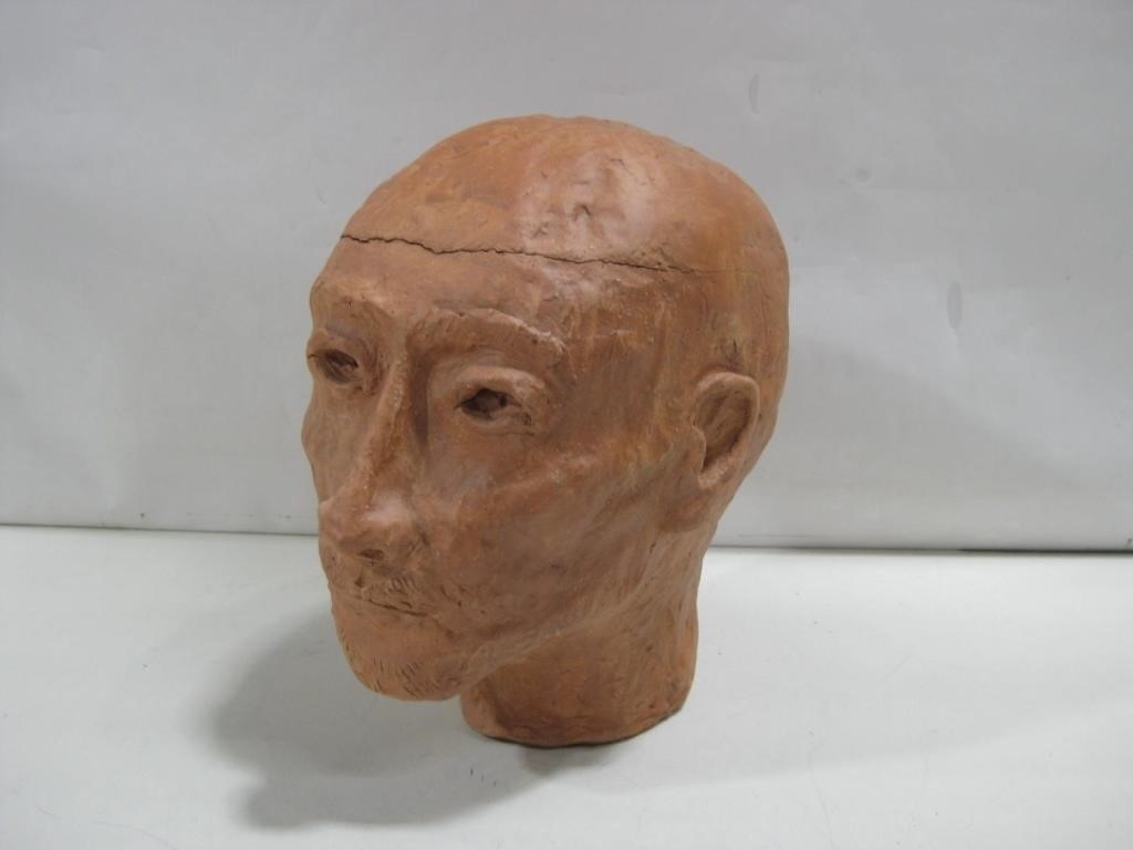 13" Tall Signed Bren Price Clay Head Sculpture