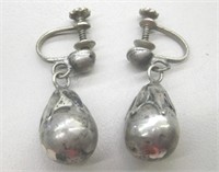 Old Sterling Silver Mexican Apace Earrings