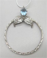 Sterling Silver Blue Topaz Diamond Cut Necklace