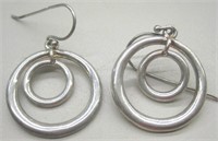 Sterling Silver Double Circle Dangle Earrings