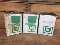 3 x BP/Energol Gallon Oil Tins