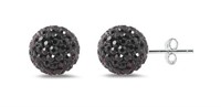 Dark Amethyst Swarovski Crystal Ball Earrings