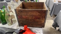 Vintage white rock, sparkling beverage, wood crate