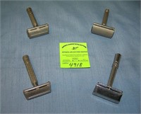 Group of 4 antique double edged razors