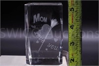 Crystal etched with MOM I Love You (#848)