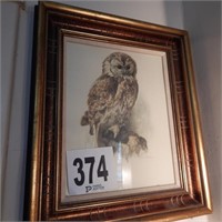 FRAMED OWL PRINT BY WALDKAUZ 19X16