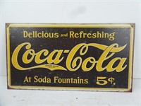 16" x 8.5" Coca Cola Reproduction Tin Sign