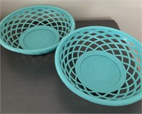 E2) Vintage aqua plastic good baskets