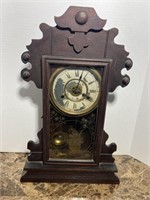 NEW HAVEN 8 DAY CLOCK W/ KEY 21" X 13" X 4 1/2"