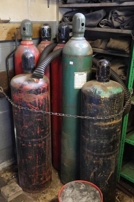 ACETYLENE, ARGON & OXYGEN TANKS