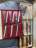 Vintage stainless steak knives and bbq set