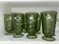 8 green whitehall tea glasses