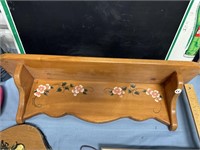 WOODEN SHELF & CLOCK.