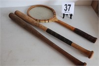 Vintage Bats & Tennis Racket
