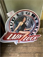 BUD LIGHT LADY LUCK  METAL SIGN