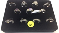 LOT OF STERLING RINGS  SIZE 8 AND OTHERS