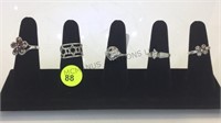 LOT OF STERLING RINGS    SIZES 8 - 9