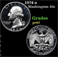 Proof 1974-s Washington Quarter 25c Grades GEM++ P