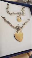 Silvertone Necklace, Bracelet, Heart Design