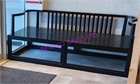1X, 79"X34" WOOD BENCH W/ BACK & ARM RESTS