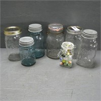 Various Mason Jars & Marbles