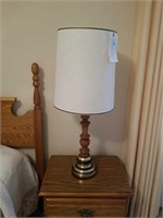 Wood and brass table lamp