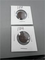 2 1858 flying eagle pennies