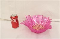 Magenta Flashed Glass Art Bowl