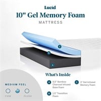LUCID 10 ' Gel Memory Foam Mattress Twin XL