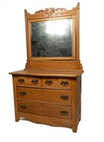 Oak Dresser with Beveled Mirror