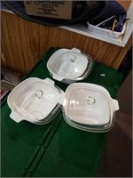 3 CORNING WARE BAKING DISHES WITH LIDS