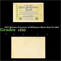 1923 Weimar Germany 10 Millionen Mark Note P# 106C