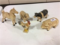 Five Piece Cast-Iron Barnyard Animal Set