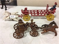 Lot of Two Cast Iron Fire Wagons