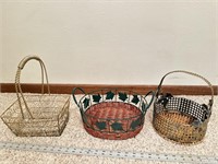 (3) metal baskets