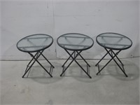 Three Small Round Tempered Glass Tables See Info