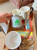 vintage can openers, coffee mugs